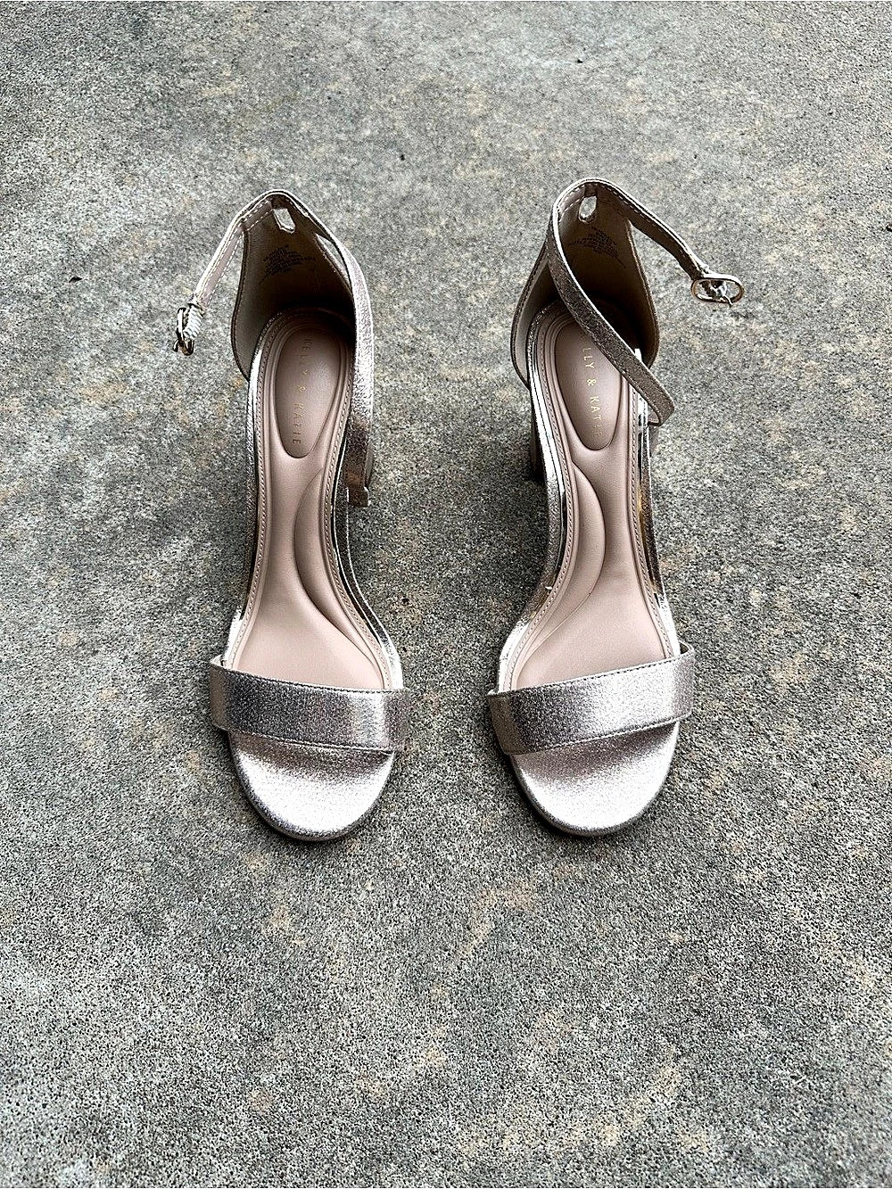 Kelly & Katie Light Gold Ankle-Strap Heels